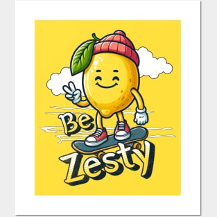 Lemon Be Zesty Skater Posters and Art